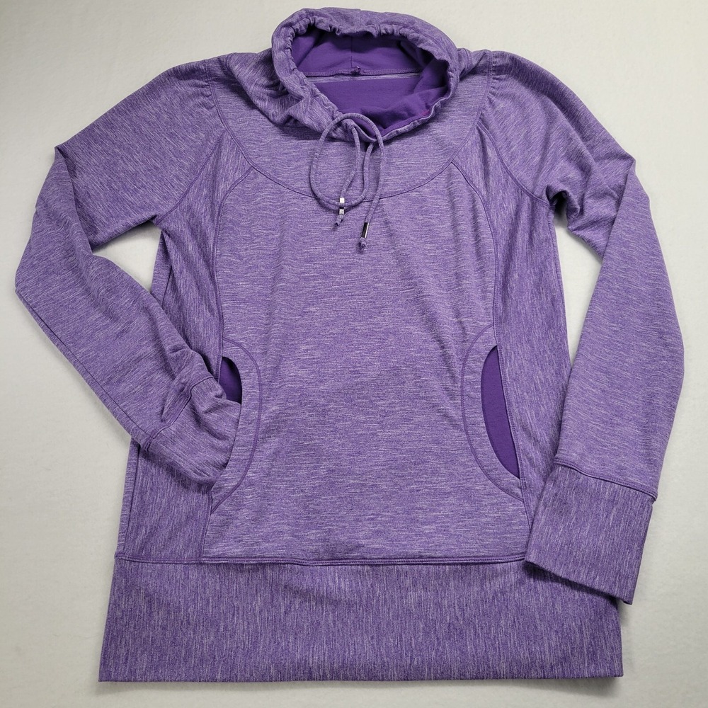 Prana Purple Space Dye Funnel Neck Hoodie‎ Pullover Sweatshirt Womens Medium